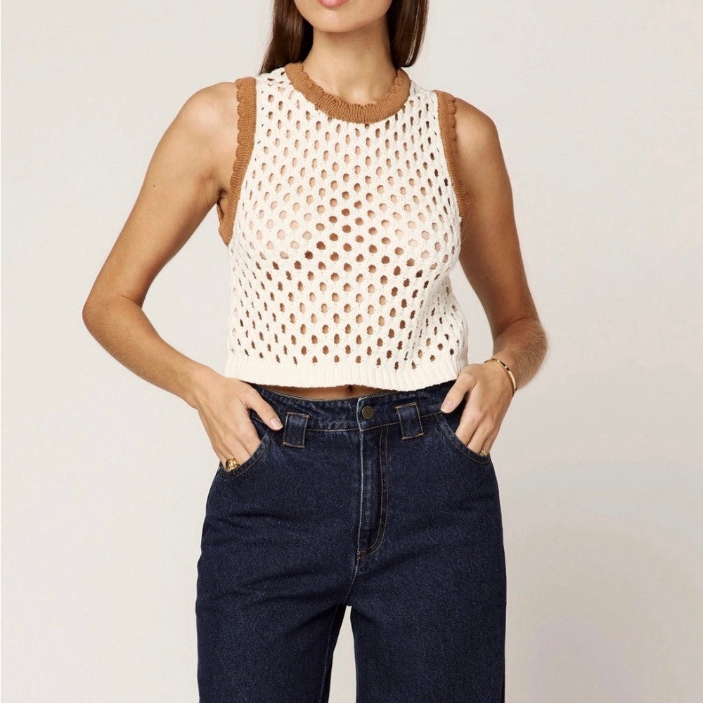 Cleobella Brownwyn Sweater Top- Ivory/Brown